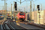 189 058-1 DB als Tfzf, aus nördlicher Richtung kommend, steht kurz vor dem Interimsbahnsteig Halle(Saale)Hbf Gl.
