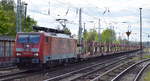 DB Cargo Deutschland AG mit  189 057-3  [NVR-Number: 91 80 6189 057-3 D-DB] und einem PKW-Transportzug (leer) Richtung Frankfurt/Oder am 14.05.19 Berlin-Hirschgarten.