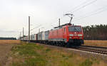 189 011 führte am 07.09.19 einen Containerzug durch Marxdorf Richtung Falkenberg(E).