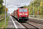 Containerzug mit 189 056-5 (Siemens ES64F4) DB durchfährt den Hp Wahlitz auf der Bahnstrecke Biederitz–Trebnitz (KBS 254) Richtung Trebnitz.