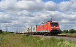 Am 11.07.20 führte 189 001 einen Containerzug durch Braschwitz Richtung Köthen.