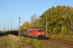 Mit einem gemischten Güterzug aus Tschechien rollte 189 007 am 30.10.22 durch Muldenstein Richtung Bitterfeld.