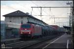 189 028-4 durchfährt am 19.03.08 den Aalener Bahnhof auf Gleis 1 mit CS 60878 von Ingolstadt nach Stuttgart-Hafen.