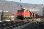 189 004 mit einem Güterzug am 28.02.2011 in Wehlen.