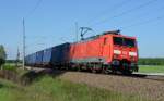 189 022 zog am 03.05.14 einen Containerzug durch Burgkemnitz gen Wittenberg.