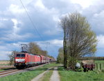 Am 17.4 kam 189 032 mit einer weiteren 189er mit dem Leerzug aus Dillingen zurück und fuhren weiter in die Niederlande.