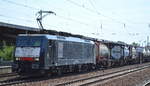MEG - Mitteldeutsche Eisenbahn GmbH mit der MRCE  ES 64 F4-805  [NVR-Number: 91 80 6189 805-5 D-DISPO] und Containerzug Richtung Frankfurt/Oder am 18.07.18 Bf.