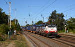 189 213 führte für ihren neuen Eigentümer LTE am 25.09.18 einen Containerzug durch Saarmund Richtung Schönefeld.