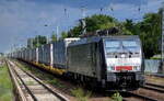 LTE Polska Sp. z o.o. mit der MRCE Dispo  ES 64 F4-802  [NVR-Nummer: 91 80 6189 802-2 D-DISPO] und Taschenwagenzug am 15.07.21 Berlin Hirschgarten.