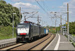 [Reupload]    Hochbordwagenzug mit 189 095-3 (Siemens ES64F4-995), mit Werbung für SCHWENK Zement GmbH & Co.