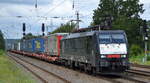 METRANS Rail s.r.o., Praha [CZ] mit der MRCE Dispo  ES 64 F4-159   [NVR-Nummer: 91 80 6189 159-7 D-DISPO] und KLV-Zug Richtung Polen am 31.08.21 Durchfahrt Bf.