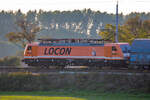 LOCON 502 Lok 189 821 mit Kreidewagen von Lancken in Richtung Lietzow fahrend.