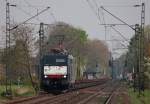 189 282 mit einem Güterzug als Umleiter Richtung Venlo bei Breyell an Km 14.1, 24.4.10