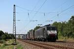 Am 11.07.2013 durchfuhr HTRS ES 64 F4-082 mit einem KLV den Bahnhof von Orschweier gen Offenburg.