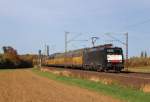 Am 23.Oktober 2013 zog MRCE 189 458 einen Altmann-Zug bei Elze(Han) nach Dingolfing.