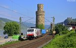 Die 189 904 durchfuhr mit dem ekol-Zug am späten Nachmittag des 9.06.2016 die Stadt der Türme Oberwesel.
