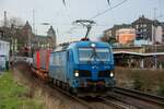 TXL 192 010  Blaues Wunder  mit KLV in Wuppertal, Februar 2023.