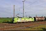 Auf den letzten Metern ausgebremst: 192 034-7  Unterwegs mit Ökostrom  muss sich eine ganze Weile vor dem südlichen Einfahrsignal in Großkorbetha gedulden.