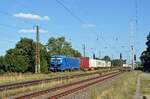 192 017 der northrail führte am 14.08.21 für die ITL einen Containerzug durch Saarmund Richtung Potsdam.