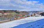 193 840 mit einem Containerzug am 13.02.2021 bei Hausbach.