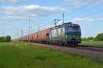 Mit einem Ganzzug Wascosa-Silowagen rollt 193 262 der LTE am 30.05.21 durch Gräfenhainichen Richtung Bitterfeld.