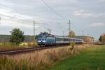 193 295 führte am 06.11.21 den umgeleiteten EC 175 nach Prag durch Radis Richtung Leipzig.