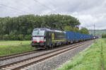 X4E-624 (193 624-4) ist mit einem Containerzug am 16.09.2025 bei Retzbach-Z. unterwegs.