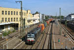 Containerzug mit 193 614-5 der Mitsui Rail Capital Europe GmbH (MRCE), vermietet an die boxXpress.de GmbH, durchfährt den Bahnhof Ludwigsburg auf Gleis 4 Richtung Kornwestheim.
Aufgenommen von der Fußgängerbrücke.
[26.7.2019 | 9:19 Uhr]