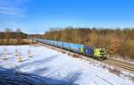 193 587 mit einem Getreidezug am 14.02.2021 bei Feldmoching.