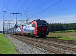 SBB - Loks 91 80 6 193 473 + 91 80 6 193 478 vor Güterzug unterwegs bei Lyssach am 02.09.2022