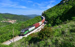 193 743 mit einem Containerzug am 05.05.2023 bei Hrastovlje.