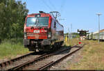  OFFROT  könnte man zu 193 555-0 auch sagen, präsentierte sie sich doch beim Orientrot-Treffen im Bahnbetriebswerk Lutherstadt Wittenberg. Jeder, der sich neben den vielen alten E- und Dieselloks für moderne Drehstromtechnik interessierte, konnte sich die Siemens Vectron innen wie außen genauer anschauen und eine Runde übers Gelände mit ihr drehen.

🧰 Alpha Trains Luxembourg S.à r.l., vermietet an die TX Logistik AG (TXL)
🕓 27.5.2023 | 11:51 Uhr
