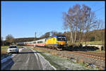 Im aktuellen Fahrplan hat erstmals die NS den Transport der IC Züge zwischen Amsterdam und Berlin übernommen und führt diese Züge mit der Vectron Baureihe 193. Am 8.1.2024 kam 193939 mit dem IC 143 nach Berlin um 10.45 Uhr durch die Bauernschaft Westerkappeln-Velpe.