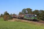 193 763-0 (Baghira, Frachtbahn) mit einem Kesselzug in Hilperting, 11. Oktober 2023