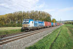 193 843-0 mit einem Containerzug bei Retzbach-Z. am 16.10.2024.