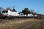 TX Logistik Siemens Vectron 193 7193 304-1 mit einem Fiat Autozug am 29.1.25 bei Eglharting.