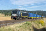 X4E-624 (193 624-4) mit einem Containerzug bei Reilos in Richtung Süden am 26.08.2025.