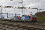 Doppeltraktion, mit den Siemens Vectron 193 068-4 und 193 053-6 durchfährt am 16.02.2026 den Bahnhof Pratteln.