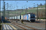 Railpool 193 151  AME Raillogistik  am 27.02.2026 mit einem Containerzug unterhalb der Steinburg in der Residenzstadt Würzburg.