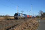 Mit einem Containerzug am Haken rollte am 01.03.26 193 726 der RTB Cargo durch Wittenberg-Labetz Richtung Dessau.