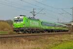 193 437 der ELL zieht am Montag, den 23.03.2026 ihren FLX30 mit dem Ziel Köln Hbf durch Hohnhorst bei Haste.