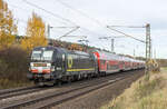 X4E 863 (193 863-8) war als RB 50 am 05.11.2025 in Richtung Frankfurt/M. Hbf. bei Kerzell zu sehen.