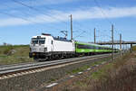 7193 602 der ELL f�hrte am 09.04.26 den FLX 1239 nach Stuttgart durch Brehna Richtung Halle(S).