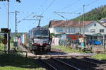 Beacon 193 877 mit einem Container-KLV Richtung Bebra, am 26.05.2026 in Ludwigsau-Friedlos.