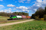 193 760 ELL mit einem Containerzug bei Mimberg Richtung N�rnberg, 06.04.2022