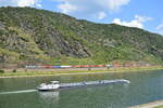 Ein Vectron unterwegs f�r BoxXpress ist auf der rechten Rheinseite auf H�he von Oberwesel unterwegs gen Norden.