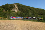 6193 140 railpool mit PCC und RTB Cargo Sonderbemalung und Autos am 4.7.2026 bei Breitenfurt.