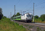 Am 25.07.26 f�hrte 193 447 den lediglich aus drei Wagen bestehenden FLX 1236 nach Hamburg durch Brehna Richtung Bitterfeld.