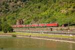 193 329 DB Vectron mit KLV an der Loreley, am 16.06.2021.