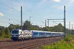 Der Connecting-Europ-Express rollte am 29.09.21, angeführt von 193 360, durch Muldenstein Richtung Wittenberg.